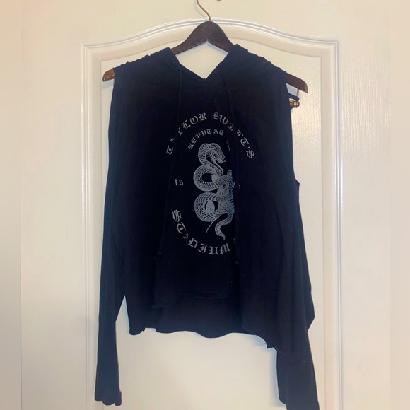 Taylor Swift Tops - Taylor Swift Distressed Cropped Reputation Tour Hoodie